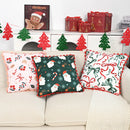 Axyaa Dutch Velvet Christmas Pillow Cover with Ruffles, Red and Green Print