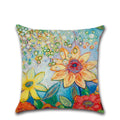 Axyaa Sunflower Linen Cushion Cover 45X45CM for Home Sofa Decor