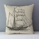 Navy Blue Mediterranean Print Linen Cushion Cover by Axyaa - 45x45cm