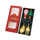 Axyaa Christmas Spoon Fork Set 2/4Pcs, Festive Dessert Fruit Fork, Santa Elk Doll Spoon