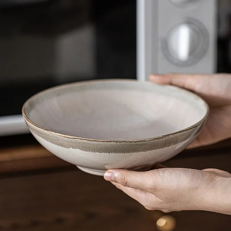 Axya Retro Ceramic Salad and Noodle Bowl for Mixing and Serving, Large Soup Bowl