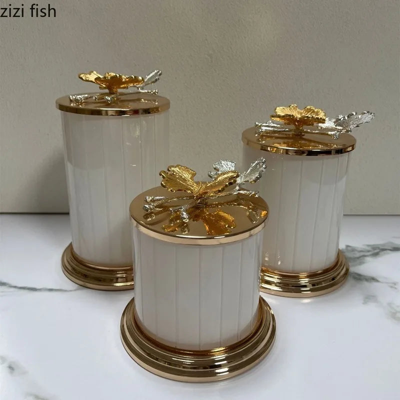 Axya Metal Cover Acrylic Storage Jar Candy Jars Food Organizer Desktop Container