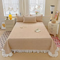 Axyaa Modal Lace Bed Cover with Star Embroidery, Summer Quilted Sheet