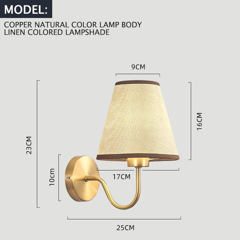 Axyaa Retro Fabric Wall Lamp for Home Decor & LED Lighting