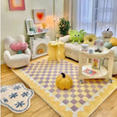 Axyaa Checkerboard Bedside Carpet: Soft Fashion Rug for Dopamine Bedroom