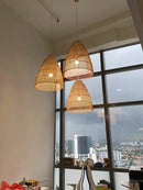 Axyaa Handmade Rattan Chandelier: Elegant Woven Art Lamp for Bedroom, Dining & Study Room