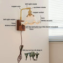 Axyaa Brass Flower LED Wall Lamp, Vintage Style, Wooden Base, E27 Bulb