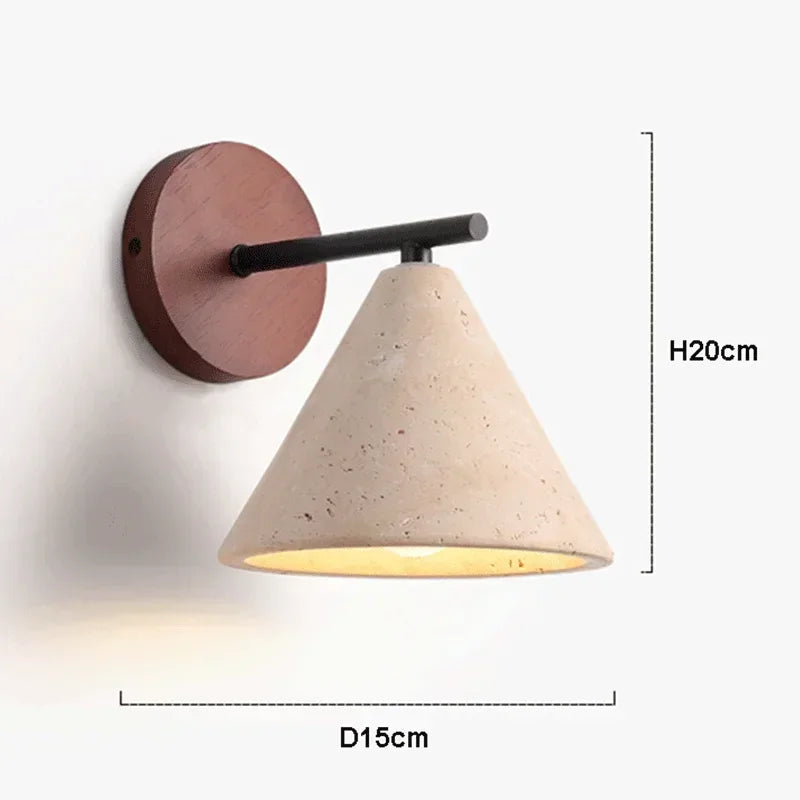 Axyaa Yellow Travertine LED Wall Sconce, Classical Bedroom Lighting Fixtures