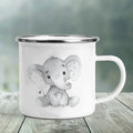 Axyaa Elephant Print Enamel Camping Mug - Creative Handle Drinkware Hiking Cup
