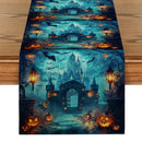 Axyaa Halloween Castle Pumpkin Head Moon Bat Street Table Runner
