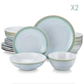 Axyaa Green Embossed Stoneware Tableware Set Service for 4/8/12