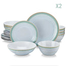 Axyaa Green Embossed Stoneware Tableware Set Service for 4/8/12