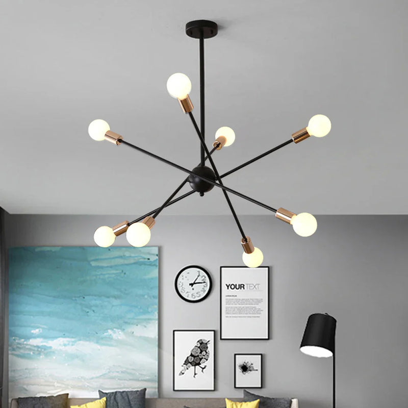 Axyaa Wrought Iron LED Ceiling Chandelier Modern Vintage Lighting
