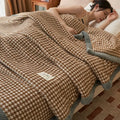 Axyaa King Size Plaid Coral Fleece Blanket Set for Autumn Winter Luxe Comfort