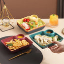 Axyaa Large Square Divided Tray Dumpling Plate Steak Fries Organizer Tableware
