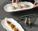 Axyaa Ceramic Banana Leaf Plate Sushi Dim Sum BBQ Hotel Tableware