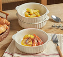 Axyaa Double Ear Baking Bowl, Ceramic Oven Steamed Egg Salad Plate