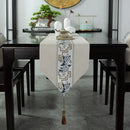 Axyaa Chinese Style Retro Table Runner with Tassel - Home Decor Embroidery Textile