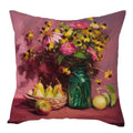 Axyaa Vintage Flowers & Birds Oil Painting Pillow Cover