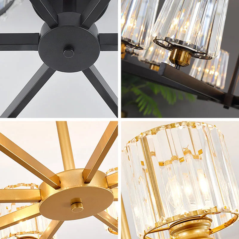 Axyaa Round Black Chandelier: Modern Minimalist Geometric LED Hanging Light