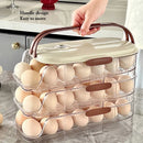 Axyaa Clear Plastic Egg Holder Fridge Organizer Bin - Stackable Automatic Rolling Dispenser