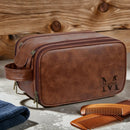 Axyaa Men's Vintage Style PU Leather Toiletry Bag With Hanging Hook