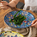 Axyaa Bohemian Ceramic Large Steak Plate for Home and Restaurant