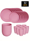 Axyaa 24-Piece Reusable Plastic Tableware Set for Family Picnics and School