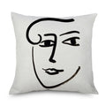 Axyaa Minimalist Matisse Portrait Linen Pillow Case, Sofa Decor, Simple Line Drawing