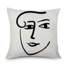 Axyaa Minimalist Matisse Portrait Linen Pillow Case, Sofa Decor, Simple Line Drawing