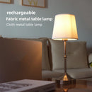 Axyaa LED Gold Table Lamp with Fabric Shade for Bedroom Living Room Office
