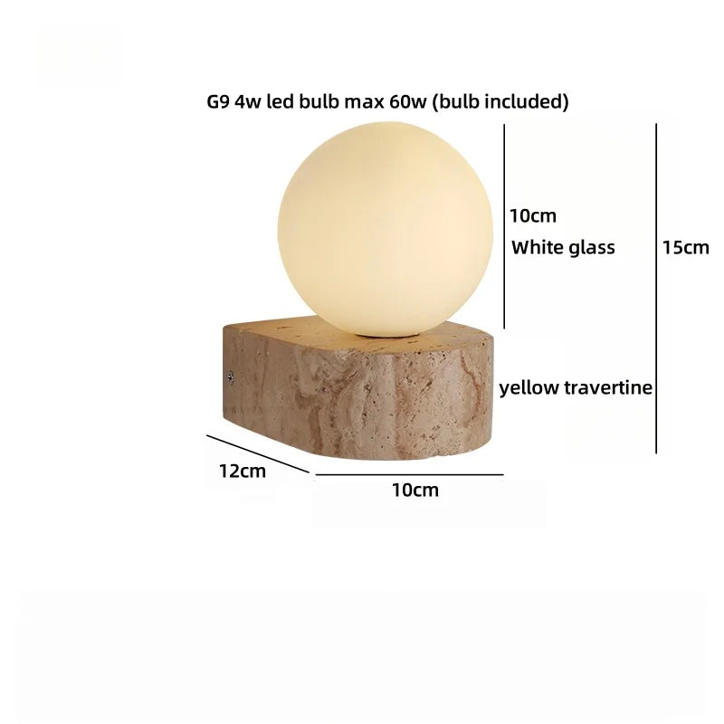 Axyaa LED Wall Lamps with Yellow Stone Lampshade for Indoor Lighting