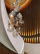 Axyaa Modern Loft Glass Pendant Lights Stairwell Chandeliers for Living Room