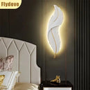 Axyaa White Feather LED Wall Lamp - Elegant Home Lighting for Various Spaces