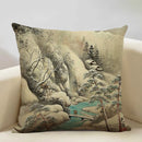 Axyaa Japanese Landscape Ukiyo Style Cushion Cover 45x45cm Art Decor Linen Pillow Case