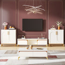 Axyaa Modern White Sideboard Buffet Cabinet with 4 Doors and Adjustable Shelves