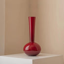 Axyaa Red Glass Vase with Chinese Style Holly Flower Arrangement