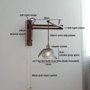 Axyaa Clear Glass LED Wall Sconce with Arm, Black Walnut Wood, Pull Chain - Modern Indoor Lighting