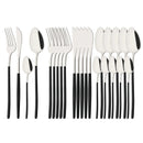 Axyaa 24-Piece Stainless Steel Cutlery Set - Black Mirror Finish