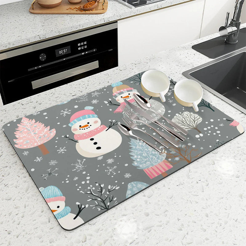 Axyaa Christmas Tree Kitchen Draining Mat