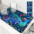 Axyaa Vintage Peacock Draining Mat - Quick Dry Kitchen & Bathroom Drain Pad