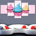 Axyaa Ice Cream Cupcake Canvas Wall Art Print Set