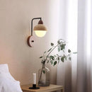 Axyaa Yellow Travertine Stone LED Wall Sconce White Glass Bathroom Light