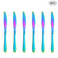 Axyaa 24pc Colorful Stainless Steel Tableware Set for Family & Restaurant