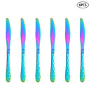 Axyaa 24pc Colorful Stainless Steel Tableware Set for Family & Restaurant