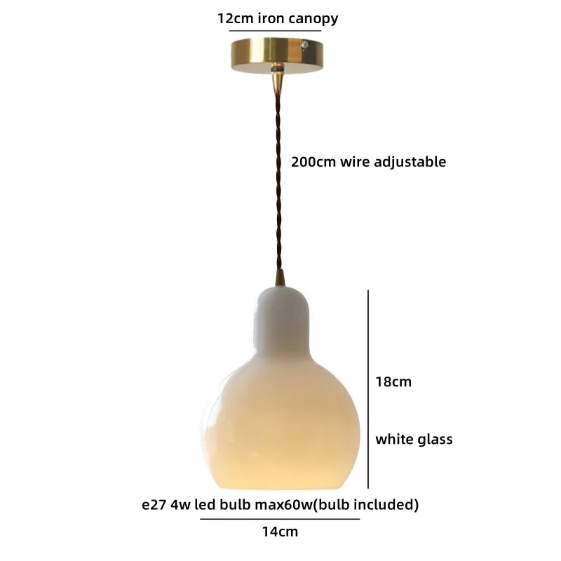 Axyaa Wood Glass Ball LED Pendant Lights Modern Nordic Hanging Lamp