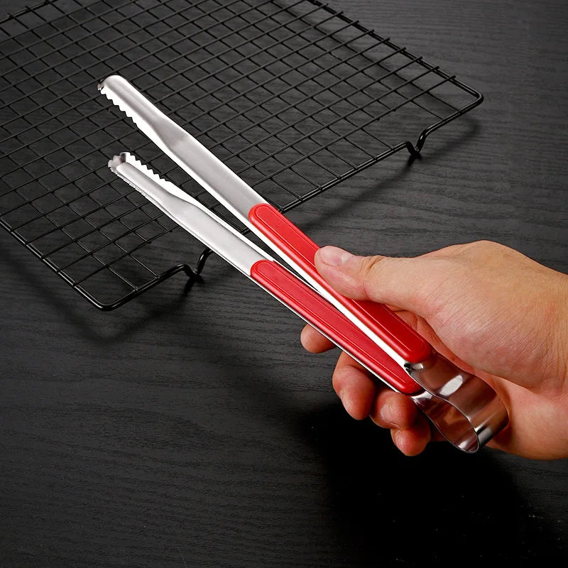 Axyaa Stainless Steel Long Handle Food Tongs - Korean Style, Multifunctional, Barbecue Clip