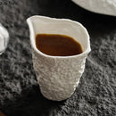 Axya Ceramic Gravy Boat Set, 200ml Steak Sauce Pot, Rock Texture, Pure White Tableware