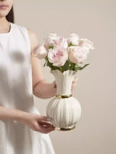 Axyaa Blue and White Porcelain Vase: European Style Home Decor, High-End Floral Arrangement