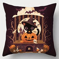 Axyaa Black Cat Pumpkin Halloween Pillow Cover - Sofa Bedroom Car Decor